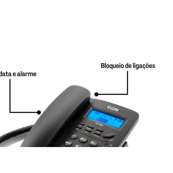 Imagem de Telefone Elgin Com Identificador De Chamada E Viva Voz - Tcf3000 Preto