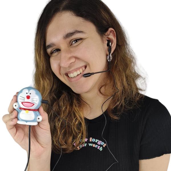 Imagem de Telefone Fixo Doraemon Mesa C Headset Microfone Flexivel Anime Colecionavel Enfeite Telefonia Desenho