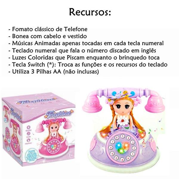 Imagem de Telefone Infantil Educativo Princesa com Músicas Luzes Coloridas
