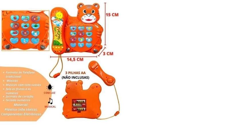 Imagem de Telefone Infantil Girafa Brinquedo Educativo Musical