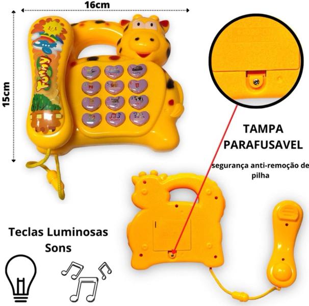 Imagem de Telefone Musical Infantil Girafa Criança Bebê Com Luz Educativo