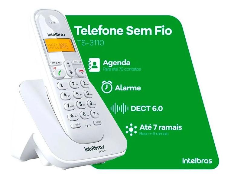 Imagem de Telefone S Fio Com 3 Ramais Intelbras Branco Longo Alcance