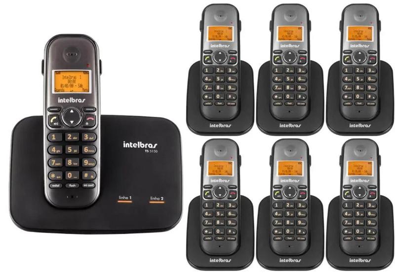 Imagem de Telefone sem fio 2 linhas TS 5150 Com 6 Ramal Bina intelbras