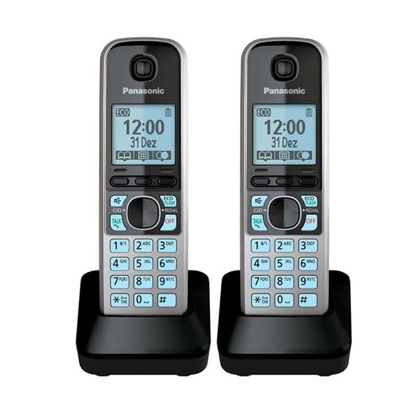 Imagem de Telefone sem fio + 2 ramais com identificador  kx-tg6713lbb preto panasonic