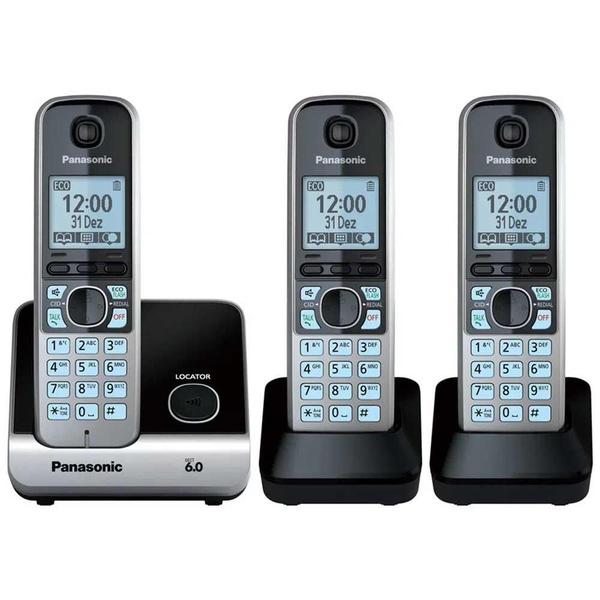 Imagem de Telefone Sem Fio Com Base + 2 Ramais Panasonic KX-TG6713LB