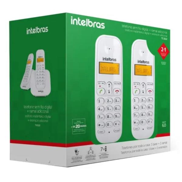 Imagem de Telefone sem fio com ramal ts 3112 branco - intelbras