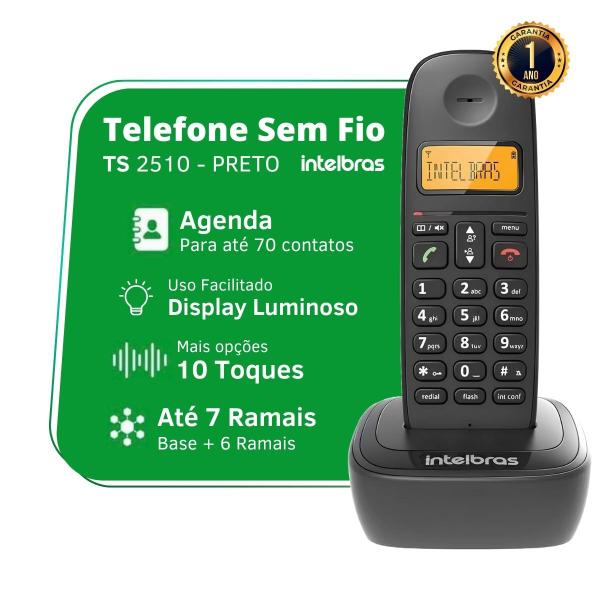 Imagem de Telefone Sem fio Intelbras TS 2510 Preto