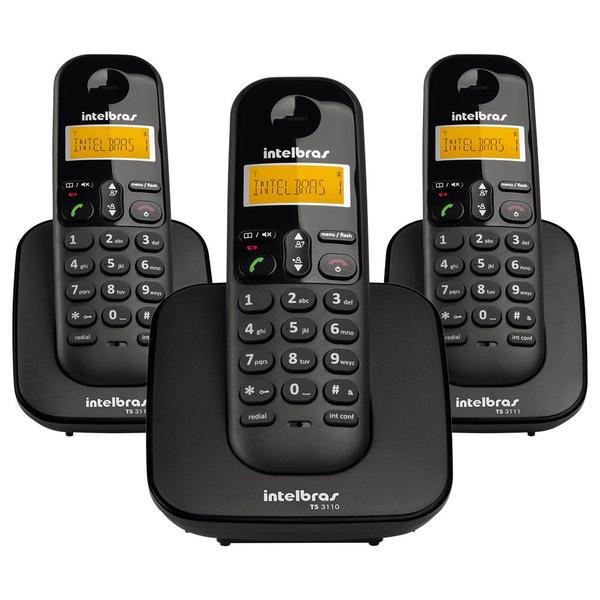 Imagem de Telefone sem Fio Intelbras TS3113 Base e 2 Ramais DECT 6.0 Preto