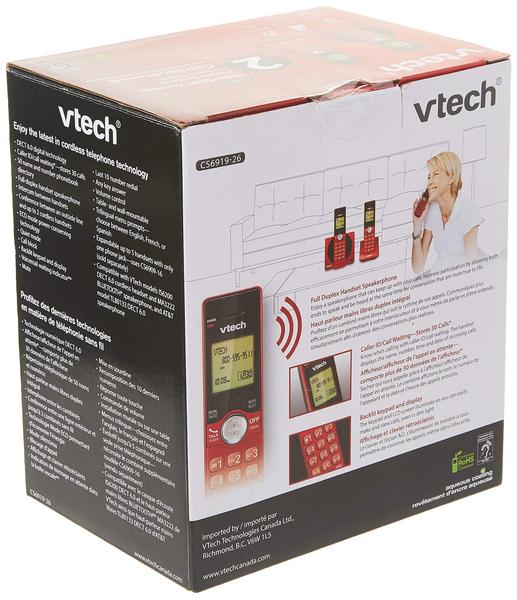 Imagem de Telefone sem fio VTech CS6919-26 DECT 6.0 com 2 aparelhos - vermelho