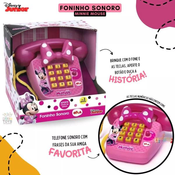 Imagem de Telefone Sonoro Minnie Mouse E Miniatura Colecionável Brinquedo Menina Elka