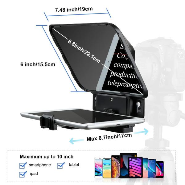 Imagem de Teleprompter Desview T3 com controle remoto para iPad/smartphone