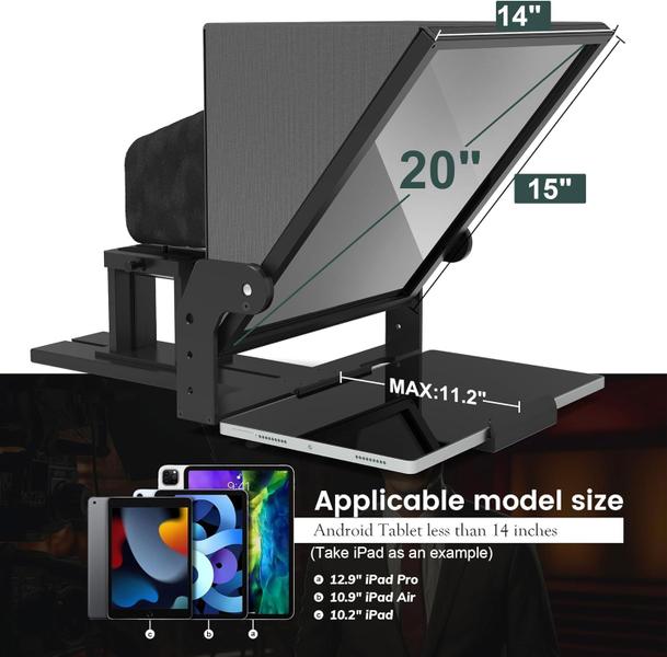 Imagem de Teleprompter GEIMRSY HD de 20 polegadas de grande angular com controle remoto