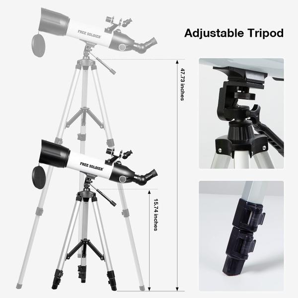 Imagem de Telescope FREE SOLDIER 500x80mm AZ Refrator para adultos