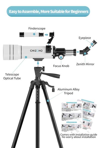 Imagem de Telescópio CHIZEHO CT12 Astronômico 70mm 150x-333x para crianças