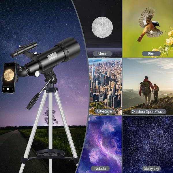Telescópio Mijiaowatch 70 mm de abertura 400 mm com tripé e