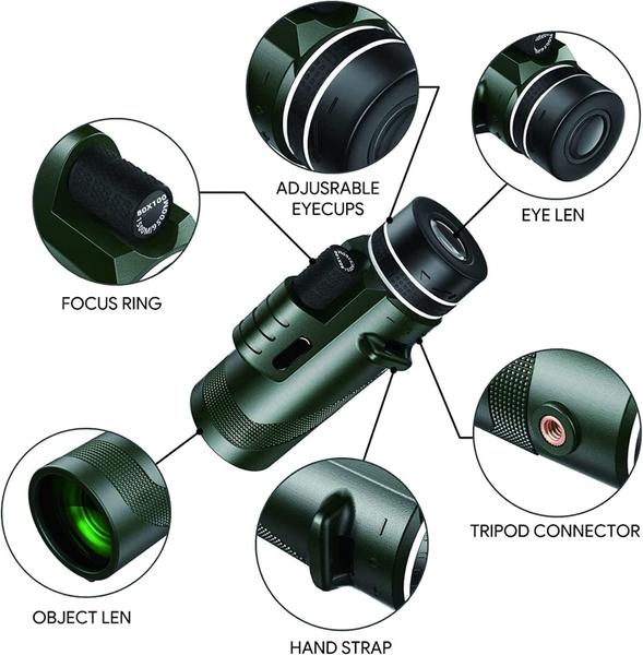 Imagem de Telescópio monocular ASXMhGo 80x100 de alta potência com smartphone