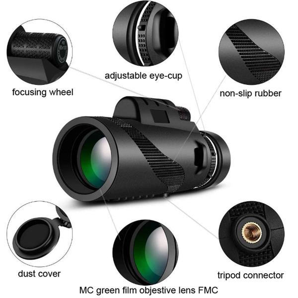 Imagem de Telescópio monocular Atazevk 80x100 com adaptador de smartphone