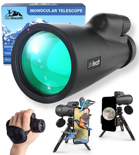 Imagem de Telescópio monocular com largura de vida útil de 12x52 com adaptador de smartphone