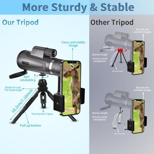 Imagem de Telescópio monocular DigitGarden 12x50 HD com adaptador de smartphone