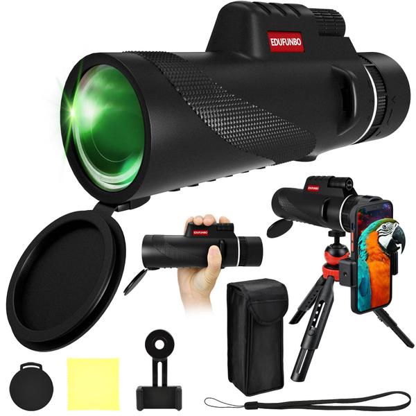 Imagem de Telescópio monocular EDUFUNBO 12x50 com adaptador de smartphone preto