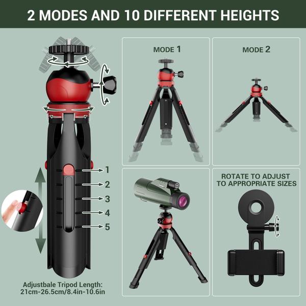 Imagem de Telescópio monocular HUTACT 12x56 de alta potência com adaptador de smartphone