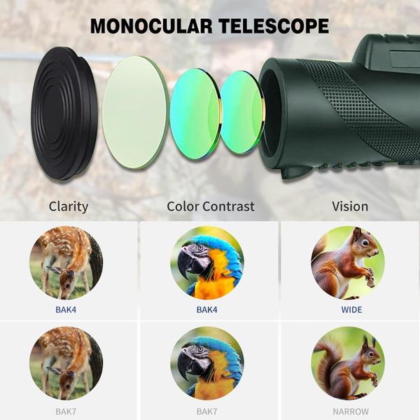 Imagem de Telescópio monocular MAXTEEBOUL 80x100 para adultos com smartphone