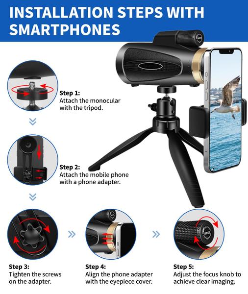 Imagem de Telescópio monocular MD.LIFE 80x100 de alta potência com adaptador