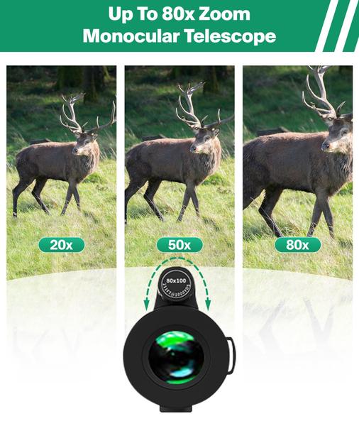 Imagem de Telescópio monocular MD.LIFE 80x100 HD para adultos com tripé