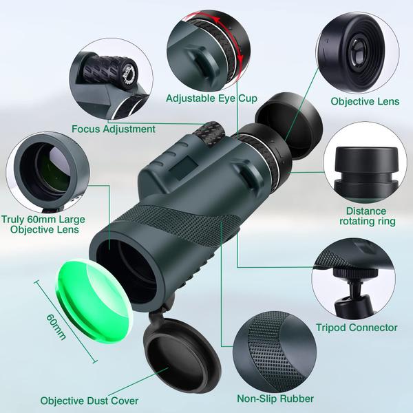 Imagem de Telescópio monocular Northlet 80x100 HD com suporte para smartphone