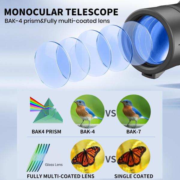 Imagem de Telescópio monocular ZayBBkee HD 80x90 com adaptador de smartphone