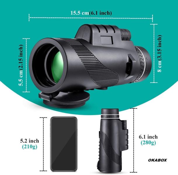 Imagem de telescópio monóculo binóculos monocular suporte celular - 40X60 Luneta 1000 Metros