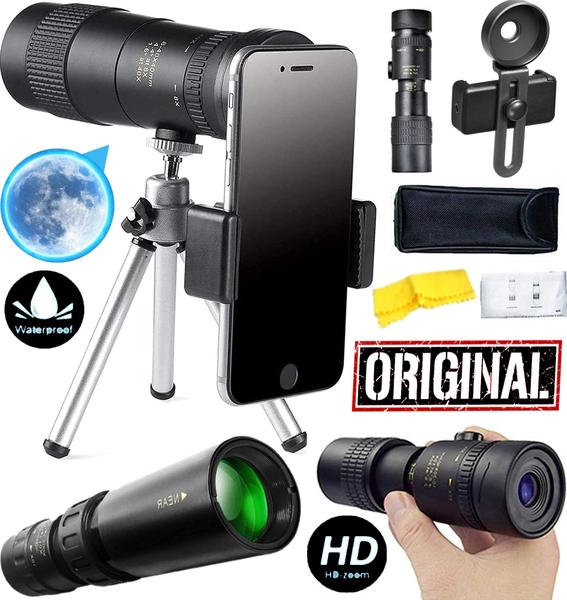 Imagem de Telescópio Monóculo Profissional Zoom Hd Lua Luneta Suporte Celular Tático Espião Observação Longo Alcance + Tripé Bolsa