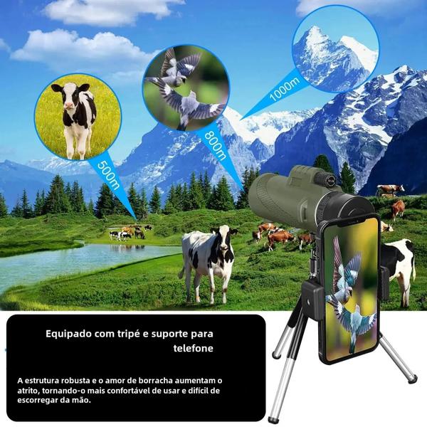 Imagem de Telescópio Portátil 80x100 HD com Zoom 5000m - Ideal para Caça, Esportes e Camping