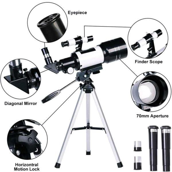 Imagem de Telescópio Profissional Astronômico Terrestre Refrator Azimutal Tripé Alumínio Luneta Barlow Visão Noturna Lua Planetas