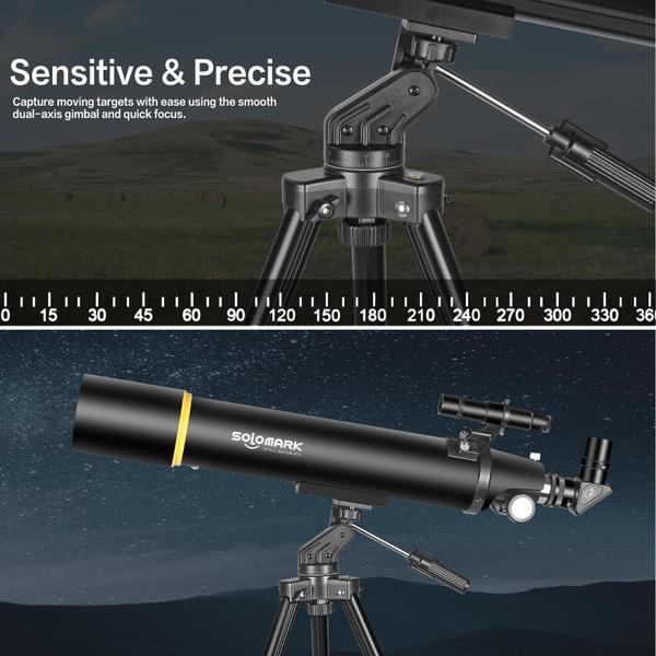 Imagem de Telescópio SOLOMARK 80900 Refrator profissional com abertura de 80 mm