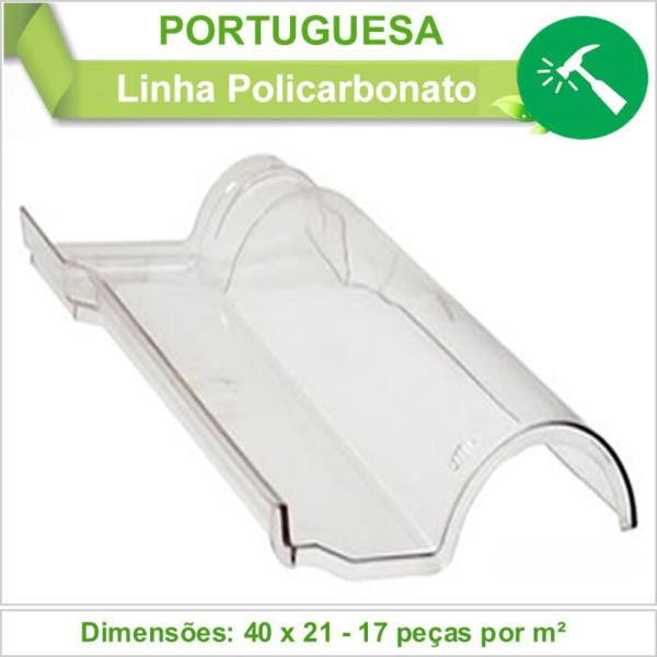 Imagem de Telha Claraboia Portuguesa Policarbonato Transparente 30 Pçs