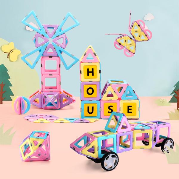 Telhas magnéticas, blocos de construção, brinquedos, TOKBLOK, 136 peças Imagem de Telhas magnéticas, blocos de construção, brinquedos, TOKBLOK, 136 peças