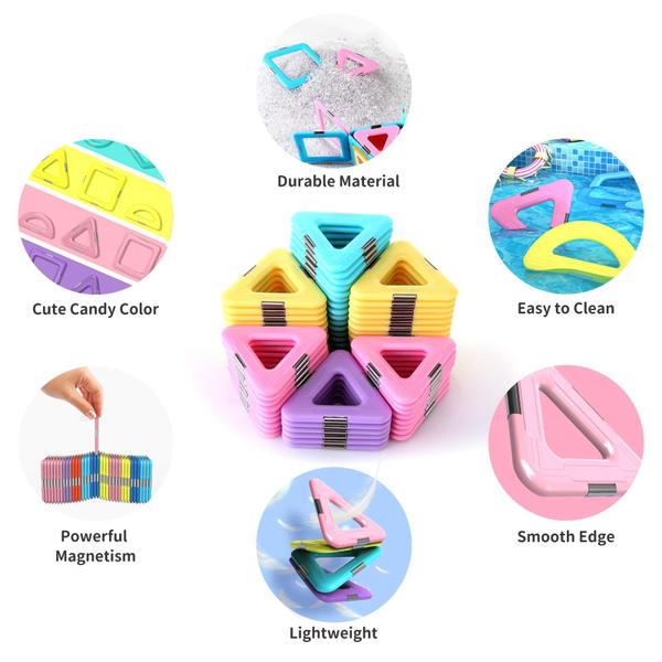 Telhas magnéticas, blocos de construção, brinquedos, TOKBLOK, 136 peças Imagem de Telhas magnéticas, blocos de construção, brinquedos, TOKBLOK, 136 peças