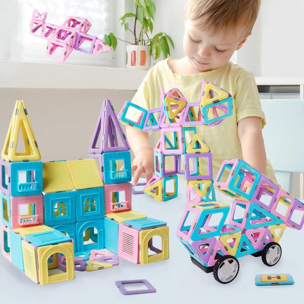 Telhas magnéticas, blocos de construção, brinquedos, TOKBLOK, 136 peças Imagem de Telhas magnéticas, blocos de construção, brinquedos, TOKBLOK, 136 peças