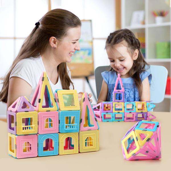 Telhas magnéticas, blocos de construção, brinquedos, TOKBLOK, 136 peças Imagem de Telhas magnéticas, blocos de construção, brinquedos, TOKBLOK, 136 peças