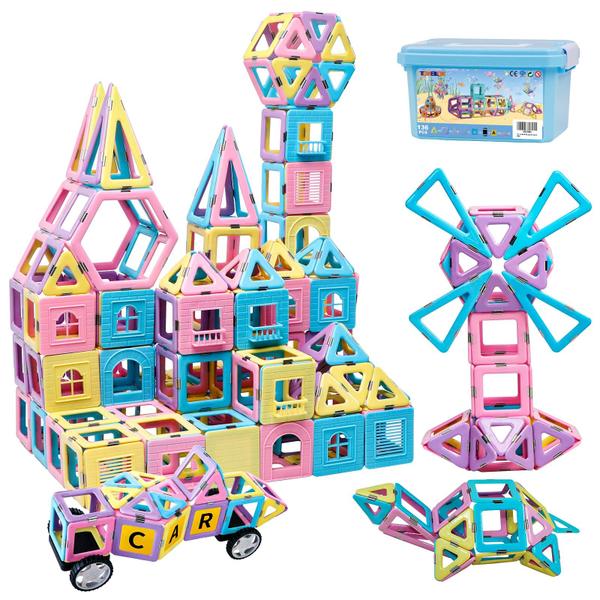 Telhas magnéticas, blocos de construção, brinquedos, TOKBLOK, 136 peças Imagem de Telhas magnéticas, blocos de construção, brinquedos, TOKBLOK, 136 peças