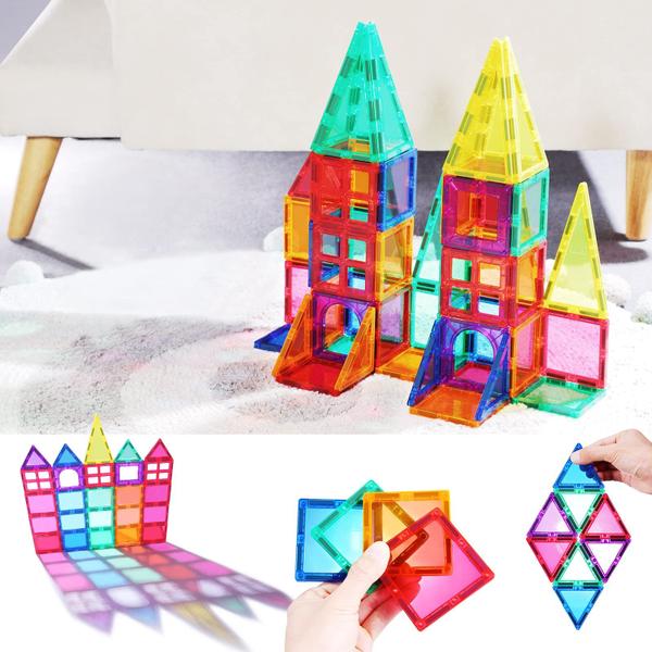 Telhas Magnéticas STEM Brinquedos Educacionais Ímãs para Crianças Blocos Magnéticos 3D para Crianças Criatividade Presentes Brinquedos para 3 4 Meninos e Meninas de 6 Anos - PLUMIA Imagem de Telhas Magnéticas STEM Brinquedos Educacionais Ímãs para Crianças Blocos Magnéticos 3D para Crianças Criatividade Presentes Brinquedos para 3 4 Meninos e Meninas de 6 Anos