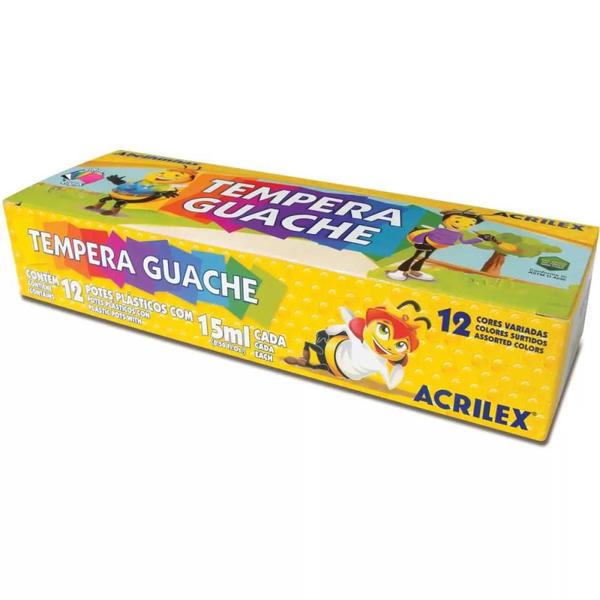 Imagem de Tempera 15ml guache Acrilex 12 cores pct c/6