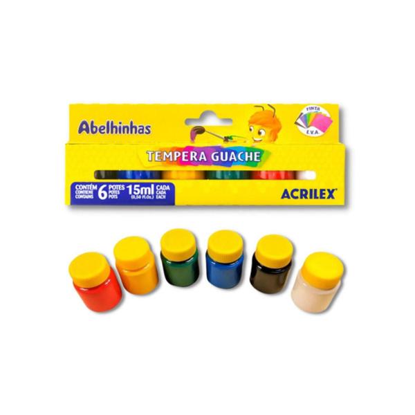 Imagem de Tempera Guache Acrilex Arte 6 Cores 15ml Escolar