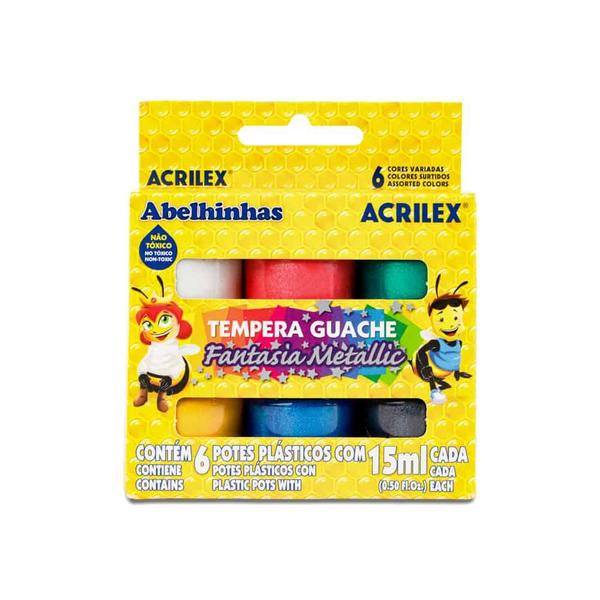 Imagem de Tempera Guache Fantasia Metallic Acrilex - Caixa com 6 15ml 02002