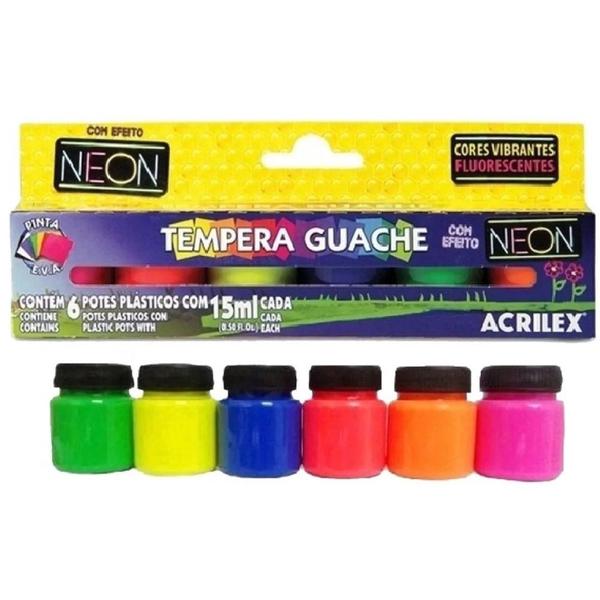 Imagem de Tempera guache neon 6p 15ml acrilex