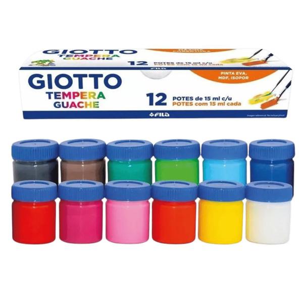 Imagem de Tempera Tinta Guache 12 Cores 15ml Giotto - 180ml