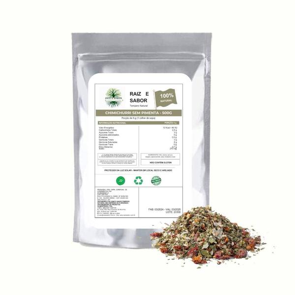 Tempero Chimichurri Sem Pimenta 500g Raiz e Sabor Imagem de Tempero Chimichurri Sem Pimenta 500g Raiz e Sabor