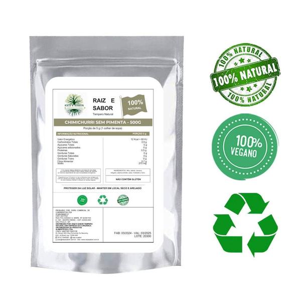 Tempero Chimichurri Sem Pimenta 500g Raiz e Sabor Imagem de Tempero Chimichurri Sem Pimenta 500g Raiz e Sabor