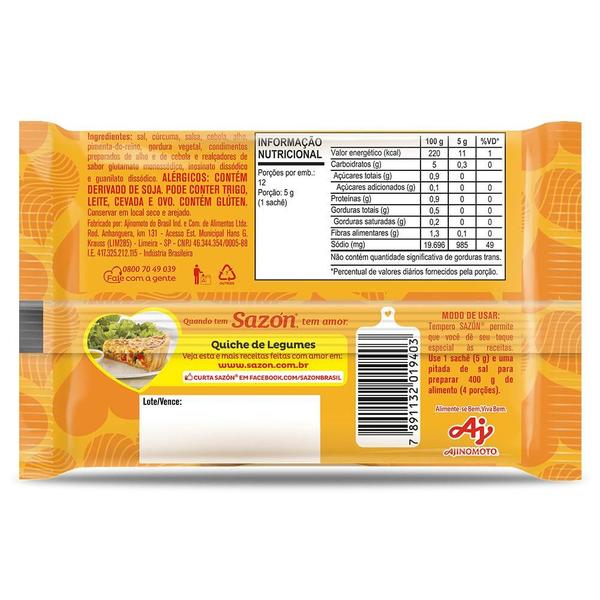 Tempero Em Pó Sazón Sabor Legumes 60g Imagem de Tempero Em Pó Sazón Sabor Legumes 60g